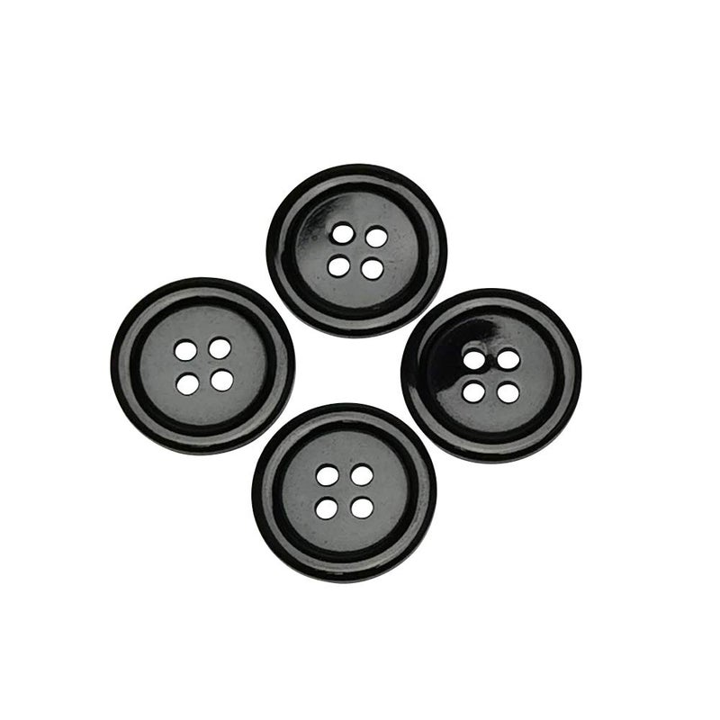 Chenkou Craft Mix Color Plastic Resin Circle Big Button 4 Holes DIY Craft Sewing 3/4"(20mm) 100pcs (Black, 3/4"(20mm)) - Image 1